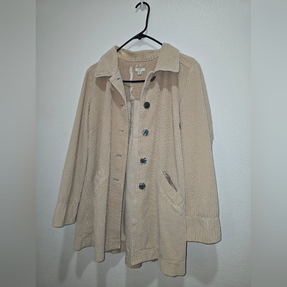 J. Jill Women's Corduroy Botton Down Beige Jacket Shacket
